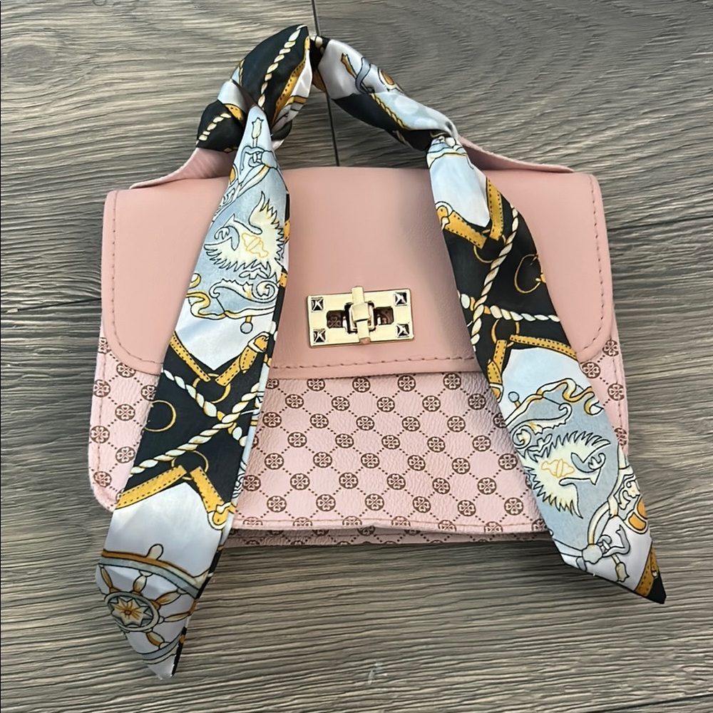 Elegant Pink Handbag with Scarf Detail